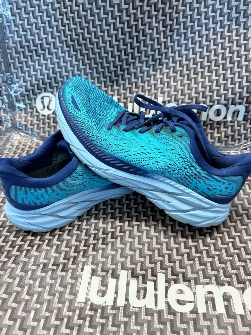 Hoka Teal and Navy Gradient Running Shoes